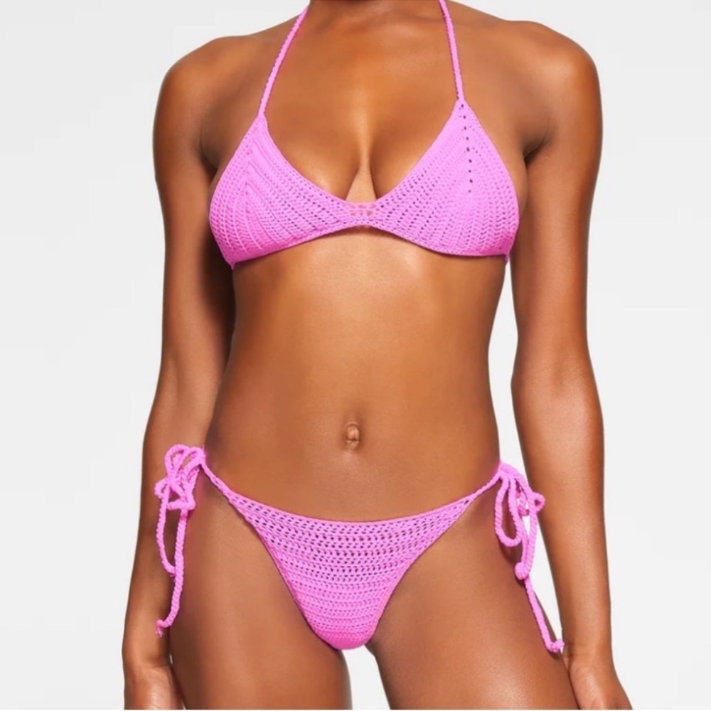 SKIMS Pink Crochet Bikini Set LIMITED EDITION